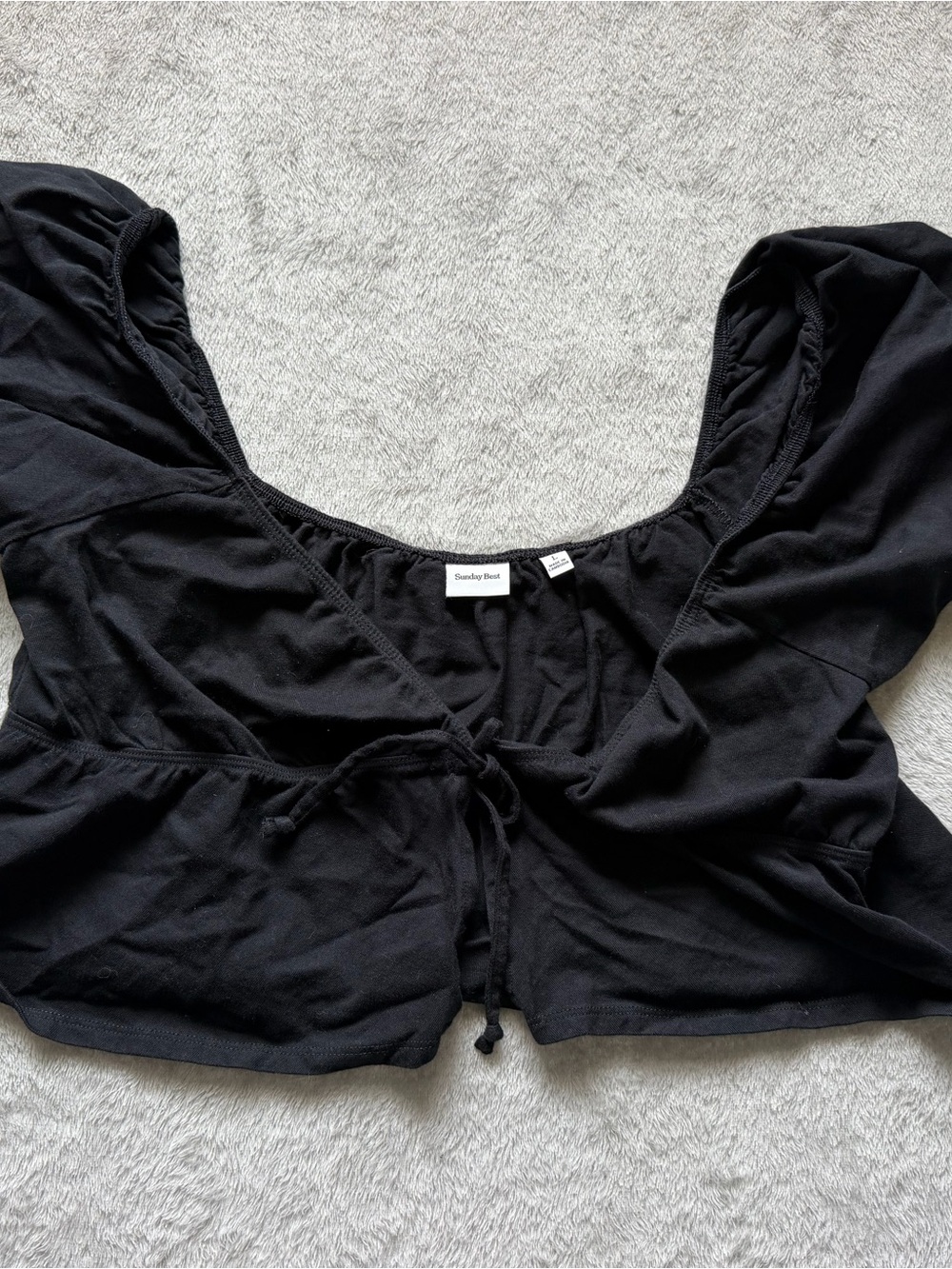Sunday Best Black Tie-Front Cropped Women's Top